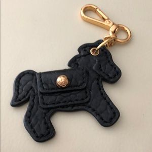 Juicy Couture black leather horse keychain